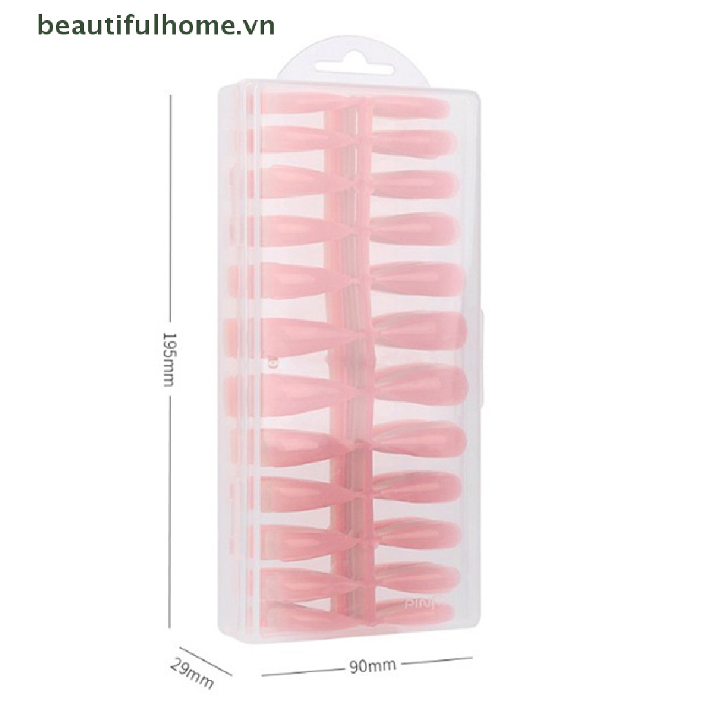 Bộ 240 Móng Tay Giả Hình Vuông Nối Dài Bảo Vệ Toàn Diện Màu Nude / Hồng