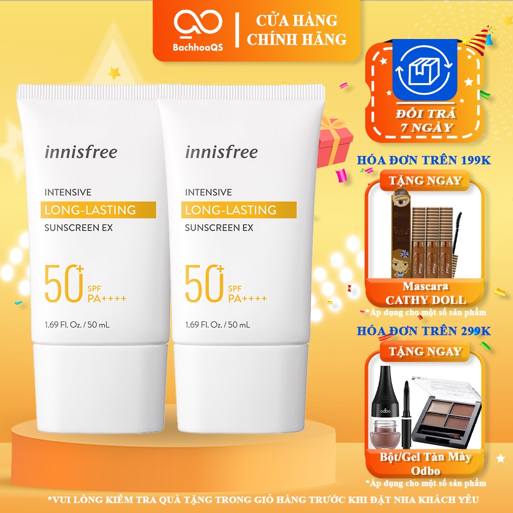 Kem chống nắng lâu trôi Innisfree nâng tông tự nhiên Intensive Long Lasting Sunscreen SPF50+ PA++++ 50ml