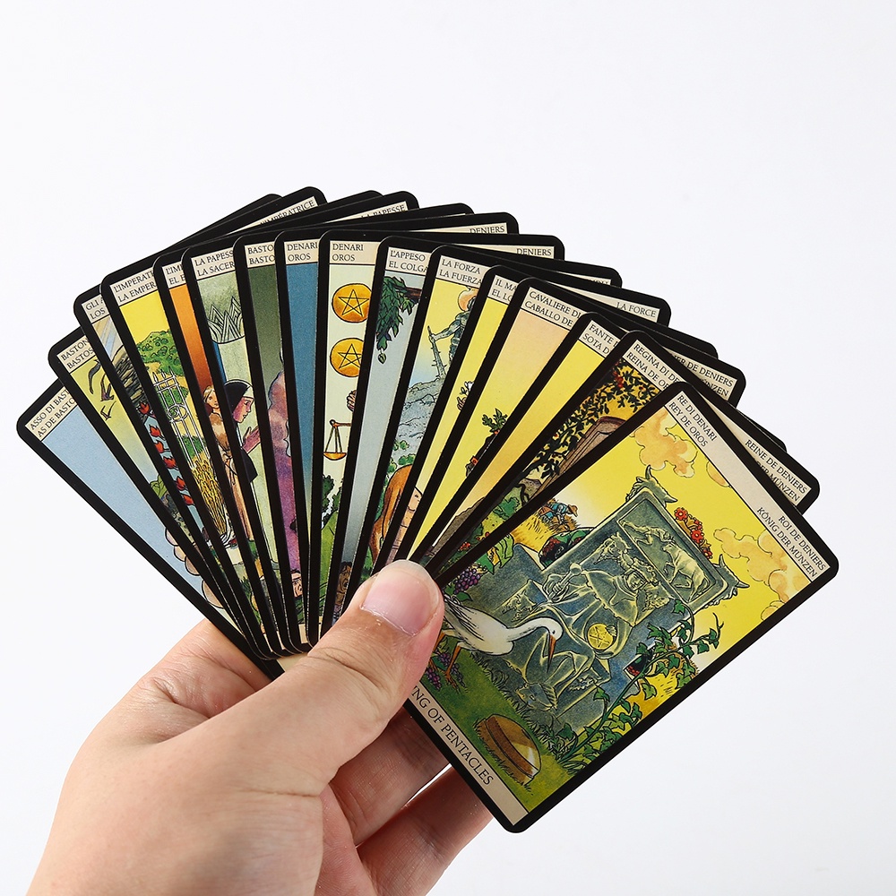 [Mạ Cạnh] Bộ Bài Tarot Holographic Hộp Thiếc 78 Lá 98x58 Mm Tặng Đá Thanh Tẩy THA13