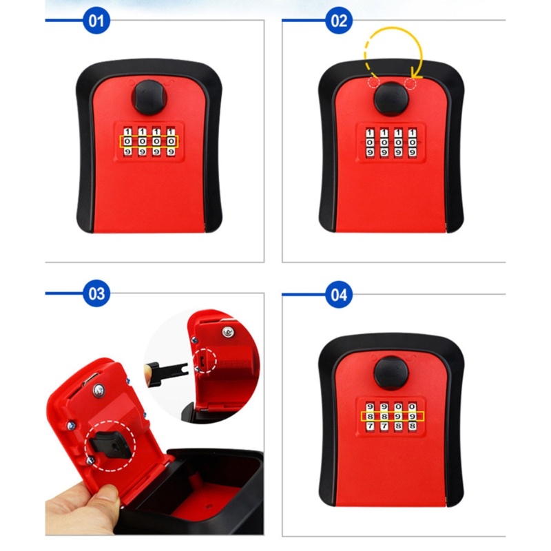 Hộp Ổ Khóa 4 Chữ Số Gắn Tường Không Thấm Nước An Toàn