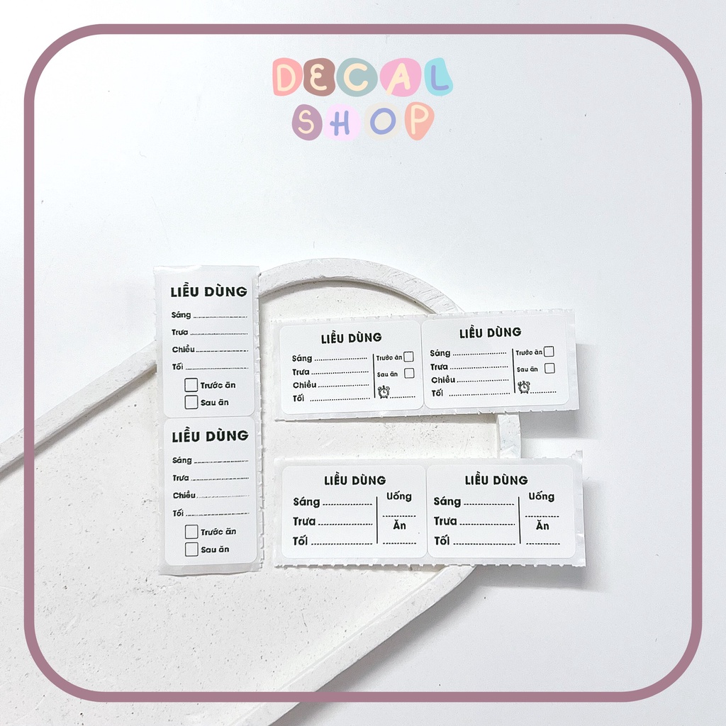 Tem Mini "LIỀU DÙNG", Tem Chia Liều Dùng - Size 3.5x2.2cm - Có Keo Sẵn