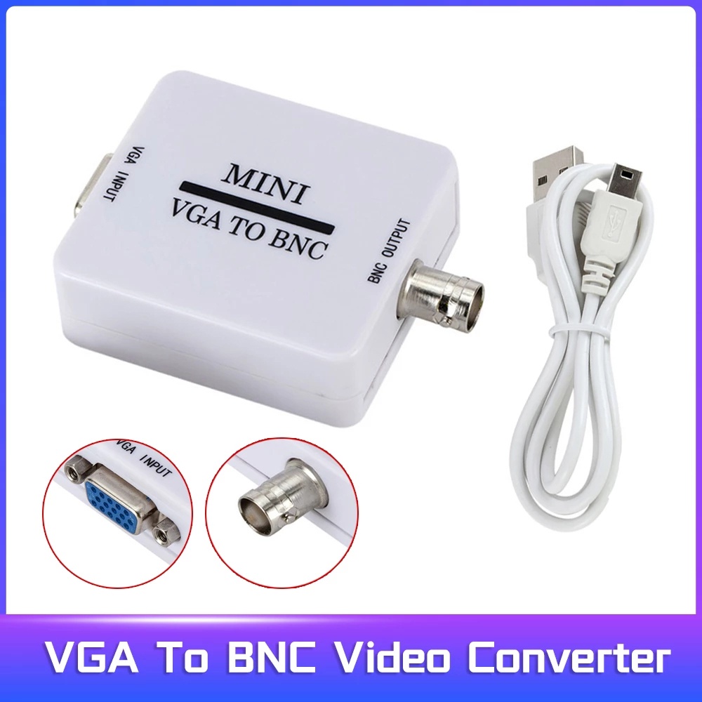 Bộ chuyển đổi video Mini HD VGA sang BNC, Hộp chuyển đổi kỹ thuật số VGA sang BNC