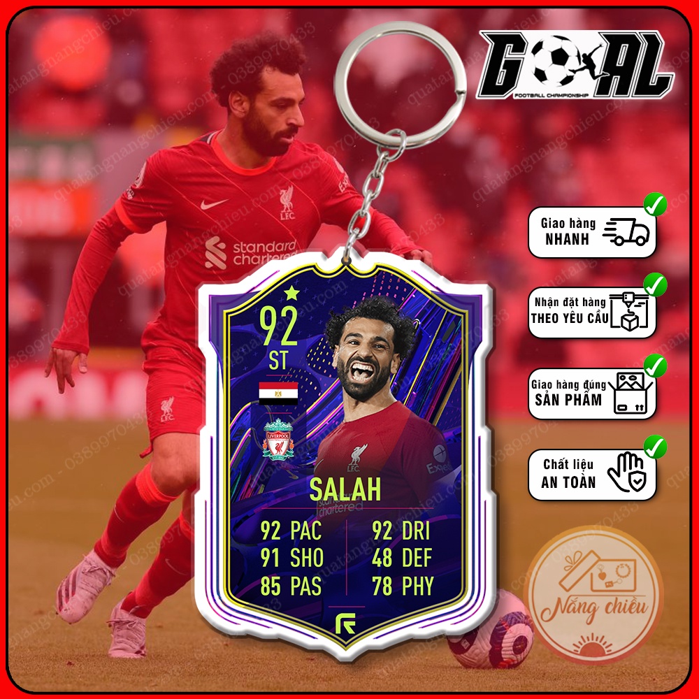 Móc khóa cầu thủ cao cấp Mohamed Salah-phụ kiện treo balo thẻ bóng đá đẹp yêu thích nhất 2023-CLB Liverpool[4301-4312]