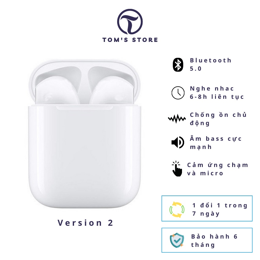 Tai nghe Bluetooth cao cấp 2, Chip Louda hổ vằn 1562M và jerry A8s, pin 8h, cảm biến chạm, bass mạnh, xuyên âm chống ồn
