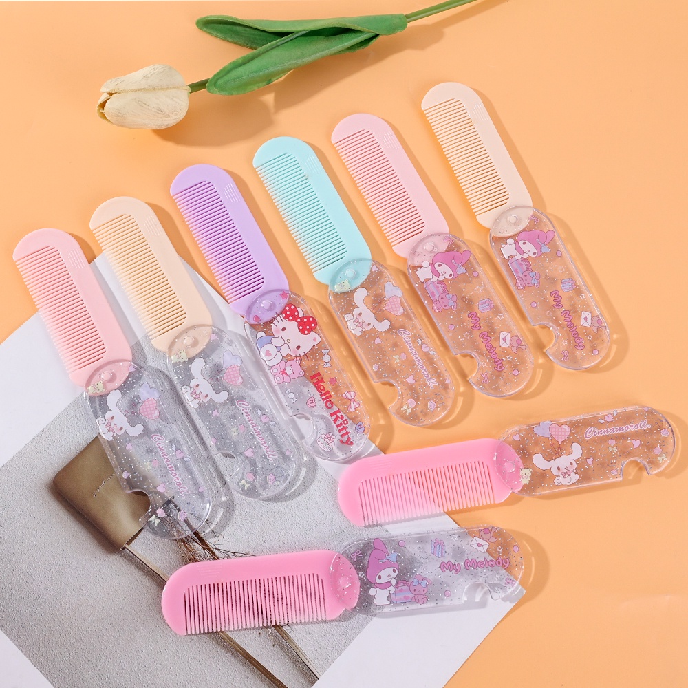 1 Lược Gấp Mini Bằng Nhựa Họa Tiết Hoạt Hình Hellokitty Melody Kuromi Melody Kuromi Dễ Thương Dùng Làm Quà Tặng Sinh Nhật Cho Nữ