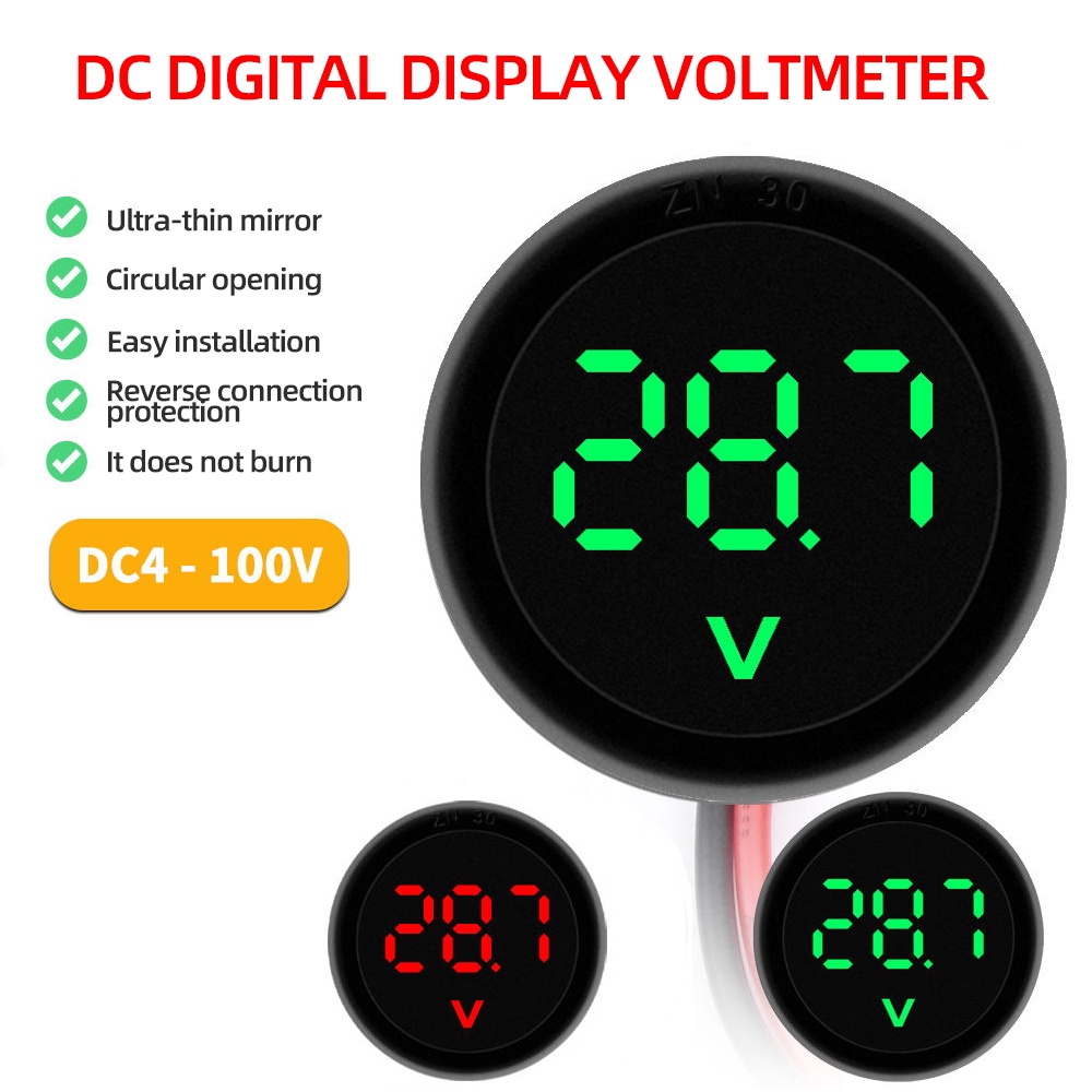 Vôn Kế Kỹ Thuật Số Hai Dây DC 4-100V Có Đèn LED Chất Lượng Cao Sự Bảo Vệ