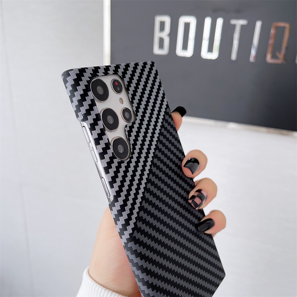 Ultra Ốp Điện Thoại PC Sợi Carbon Hai Mặt Siêu Mỏng Cho Samsung Galaxy S22 Plus S22Ultra S23 S23Plus S23Ultra