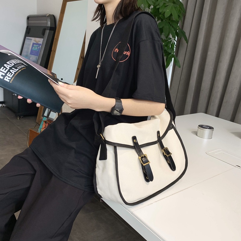 Túi Đeo Vai Vải Canvas Sức Chứa Lớn Mẫu Mới 2023 Phong Cách Retro Đơn Giản Hợp Thời Trang