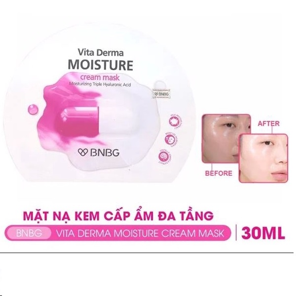 Mặt Nạ Dạng Kem Dưỡng Da Ẩm Mịn, Giúp Da Trắng Hồng BNBG Vita Derma Moisture Cream Mask 30ml