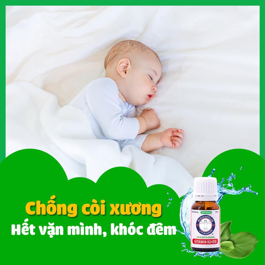 Combo Vitamin D3 K2 Mk7 Bioamicus Giúp Bé Hấp Thu Canxi Lọ 10ml Canada, kẽm biolizin, sắt ferrolip, men 10 chủng