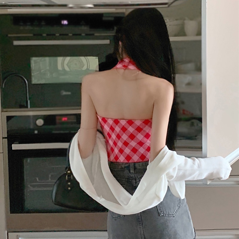 Áo Tank Top Dệt Kim Sát Nách Dáng Ôm Kẻ Sọc Thiết Kế Quyến Rũ Cho Nữ