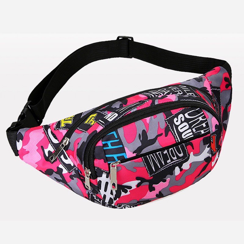 Túi Đeo Chéo Loang Màu Phong Cách HipHop, Túi Bao Tử Mini Vải Canvas Phong Cách Streetwear Đường Phố