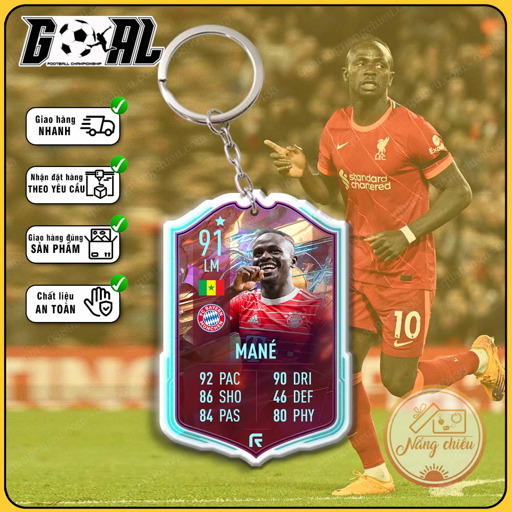 Móc khóa cầu thủ Sadio Mané-thẻ bóng đá CLB Bayern Munich mới nhất-phụ kiện treo balo chất lượng cao cấp [6113-6124]
