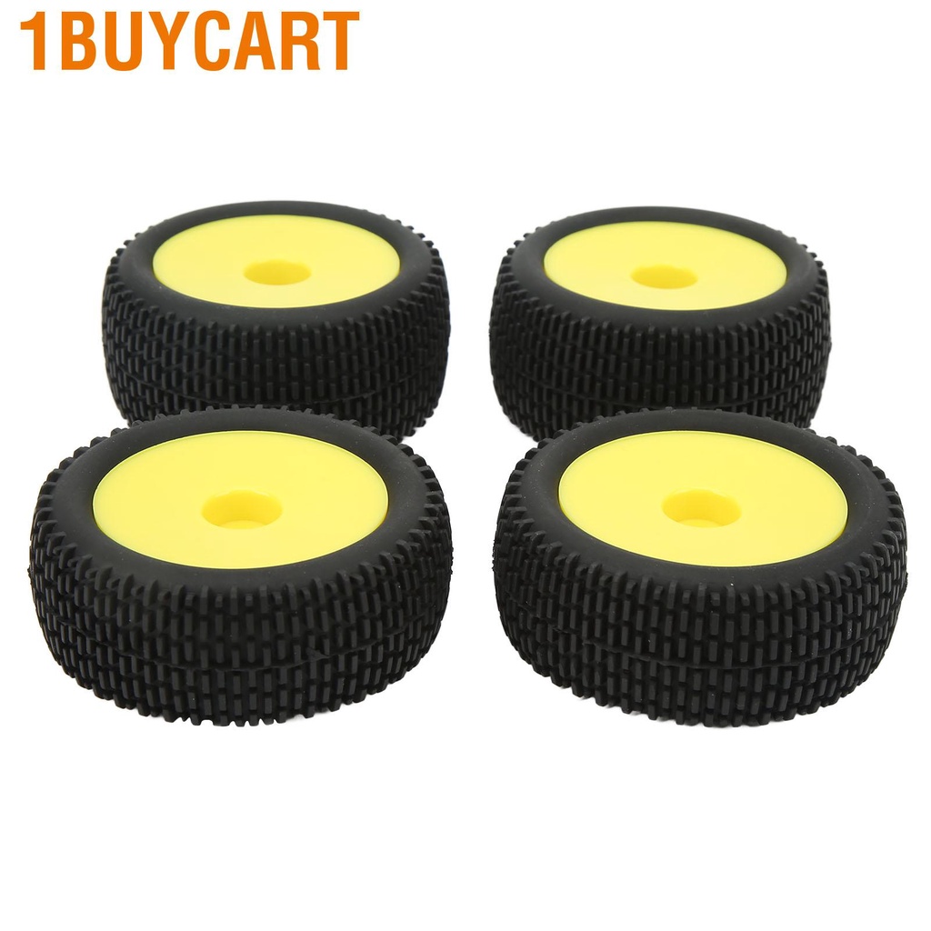 1buycart 4Pcs RC Rubber Tires Flexible Stable Dense Texture Wheel Tyre for 1/10 Off Road Vehicles Yellow