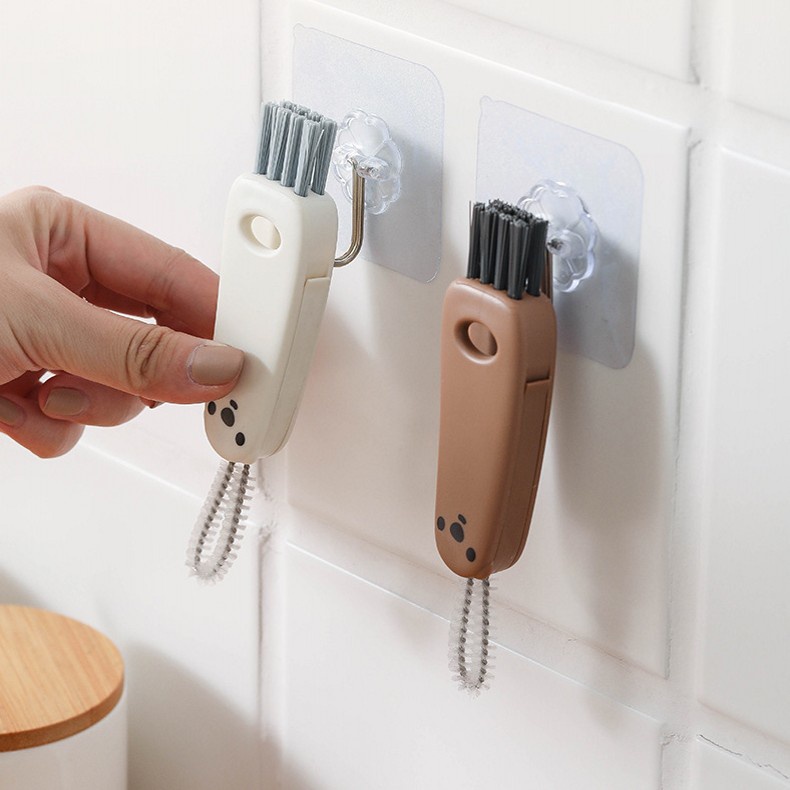 Cọ Vệ Sinh Cốc / Bình Nước / Bàn Phím / Ấm Trà Đa Năng 3 Trong 1 Hình Gấu Hoạt Hình Dễ Thương