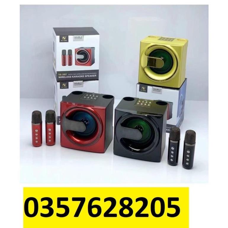 Loa Bluetooth Karaoke YS-207 Kèm 2 Micro Không Dây, Hỗ Trợ Hiệu Ứng Đổi Giọng, USB, Thẻ Nhớ TF và Cổng AUX Nhỏ Gọn Nhẹ.