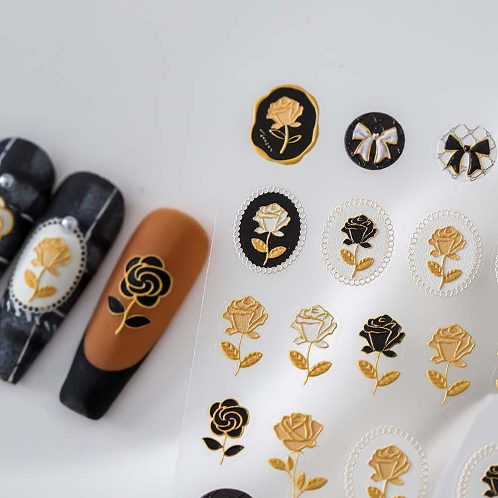 LOMBARD Miếng Dán Trang Trí Móng Tay Tự Dính Họa Tiết Gấu Hoạt Hình Dễ Thương