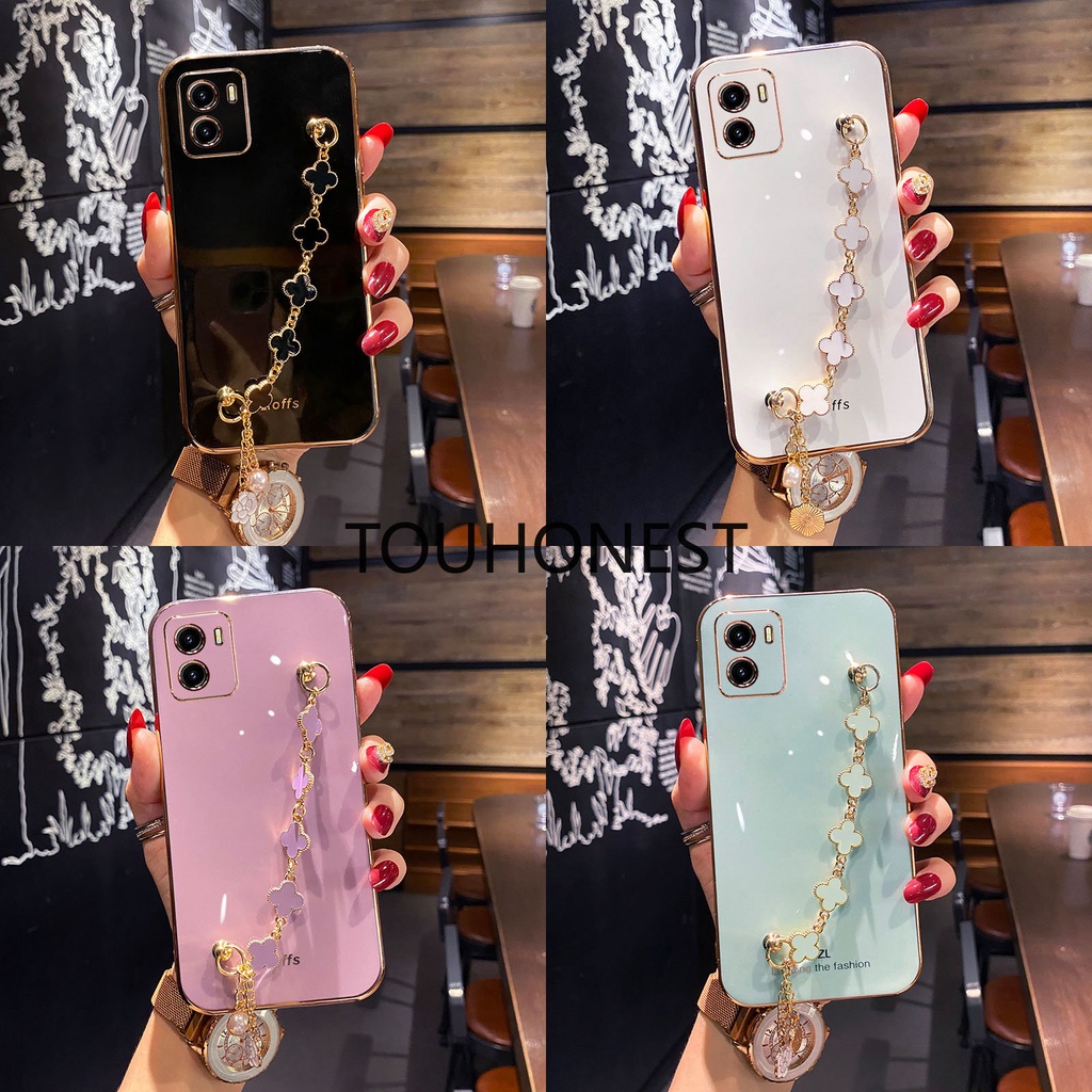 Ốp Lưng HọA TiếT Cỏ Bốn Lá Dễ Thương Cho Casing Vivo Y16 Case Vivo Y15S Case Vivo Y15A Case Vivo Y01 Case Vivo Y02S Case Vivo Y35 Case Vivo Y55S Case Vivo Y76 Case Vivo Y77 Case Vivo Y77E Case Vivo V25 Soft Cute Clover Grass Pendant Phone Case