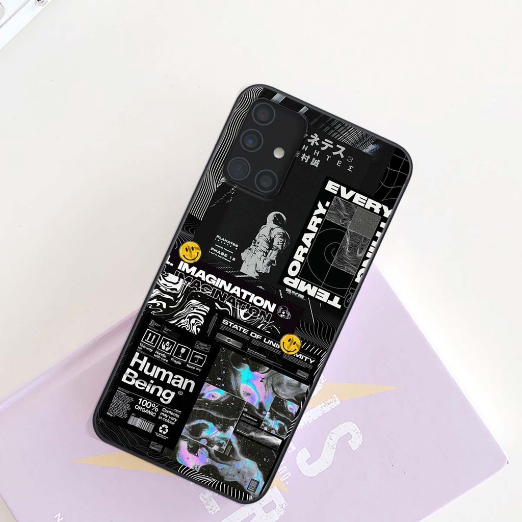 Ốp lưng Samsung A31 / A51 / A71 viền đen in họa tiết vũ trụ phi hành gia siêu đẹp