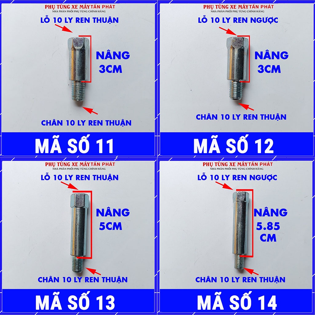 [Loại Dài] 1 Con Ốc Nối Chuyển Ren Thuận 10 Ly Chân Gương Loại Dài Xe Máy Sh Vision Lead Sh Mode Ab Air blade.....