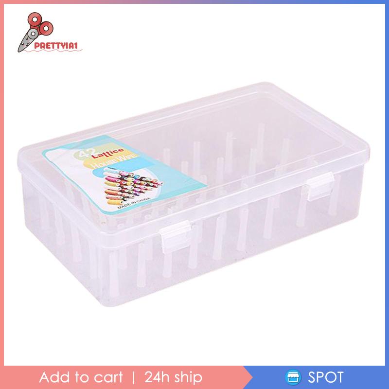 [Prettyia1] Hộp Đựng Cuộn Chỉ Thêu Kèm 42 Cuộn Chỉ May Vá Thủ Công