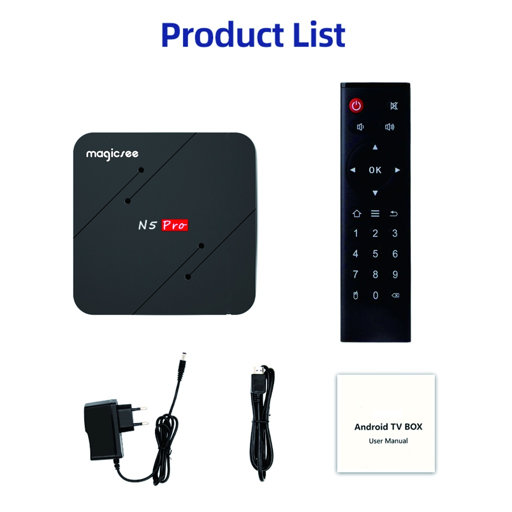 Android tivi box Magicsee N5 pro 2023 - Android 11 - Ram 2GB - Chip S905W2