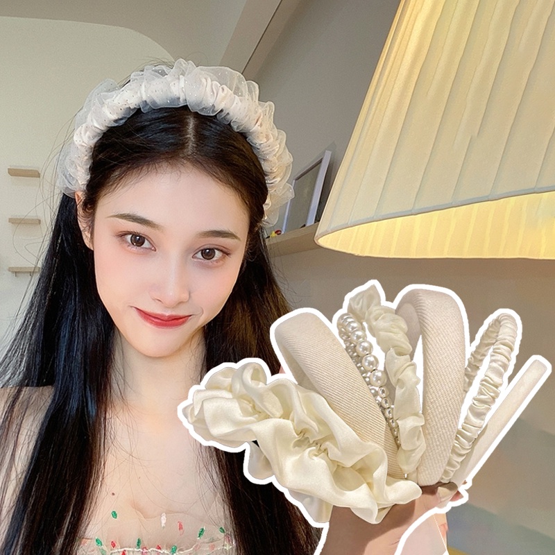 【Bờm Tóc】Băng đô Cài Tóc Rửa Mặt Đa Năng Màu Trắng Thời Trang Hàn Quốc Cho Nữ