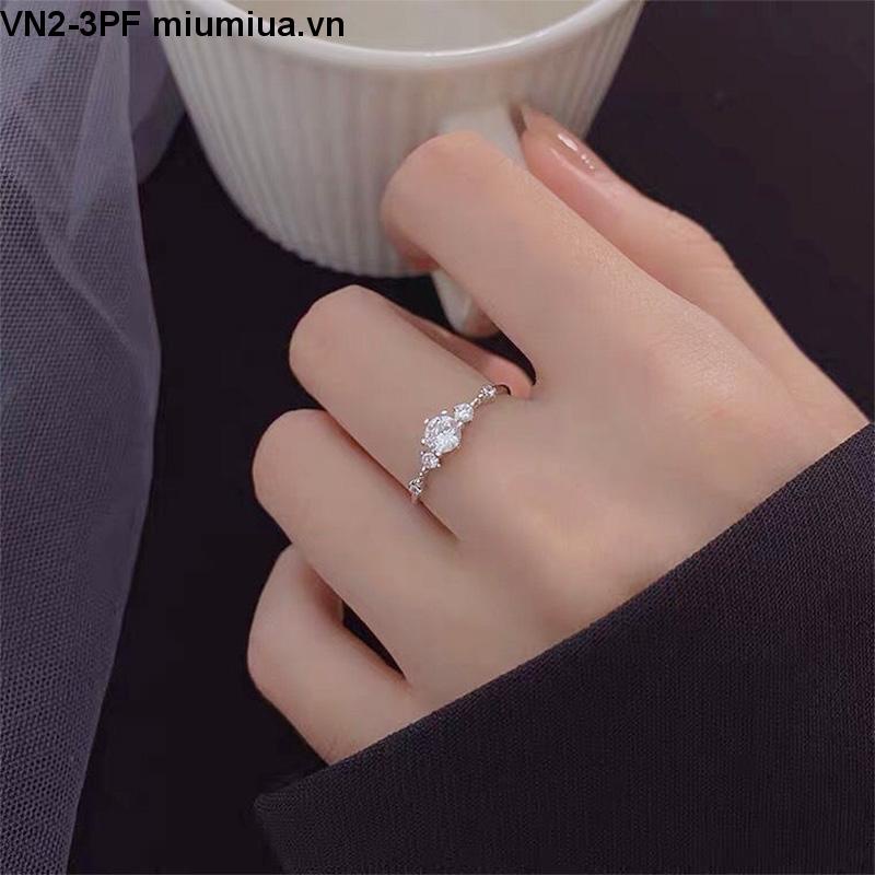 Nhẫn Hở Mạ Bạc 925 Đính Đá Zircon Phong Cách Hàn Quốc Cho Nữ