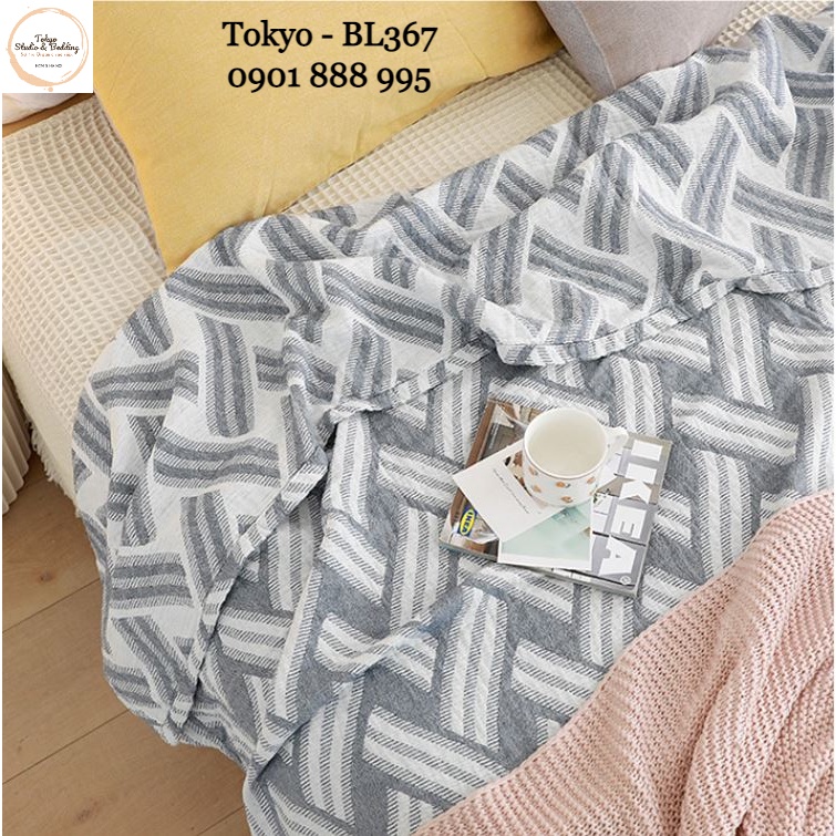 TRI ÂN🔴TH Chăn Thu Xô  Cotton Sợi tre Organic siêu kháng khuẩn 3 lớp