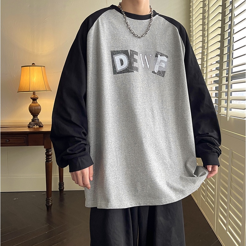Áo Thun Cotton Tay Dài Raglan In Chữ Phong Cách Hiphop Đường Phố Cho Nam 1 / 29