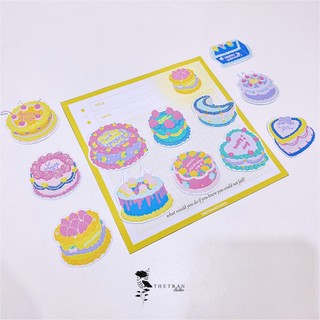 Bộ 12 sticker bánh kem sinh nhật / birthday sticker / thetranstudio