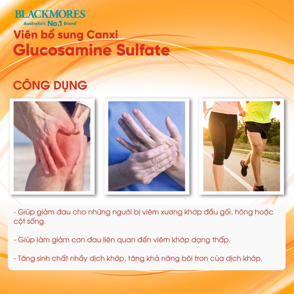 Viên uống bổ xương khớp Glucosamine 1500mg Blackmores 180 viên, hỗ trợ các vấn đề của xương khớp