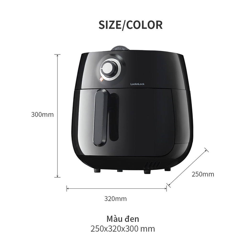 Nồi chiên không dầu Lock&Lock Easy Control air fryer 3,2L - màu đen EJF173BLK