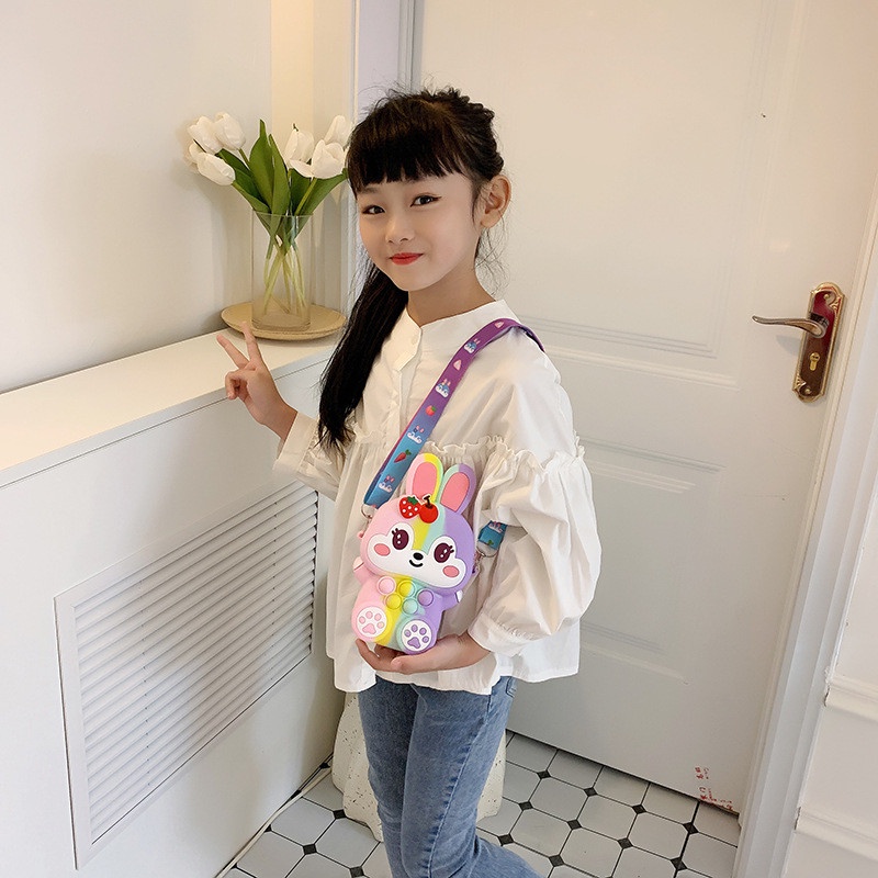 Túi đeo chéo pop it size to  hình thỏ dễ thuong, túi đeo thời trang cho bé _ Tingting