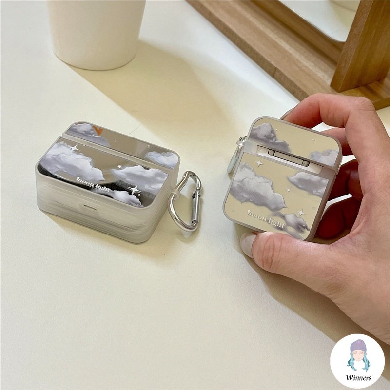 Vỏ Bảo Vệ Hộp Sạc Tai nghe không dây Airpods 1 / 2 / 3 / Pro Bằng Silicon Hình Bầu Trời Đầy Sao Có Gương Trang Điểm