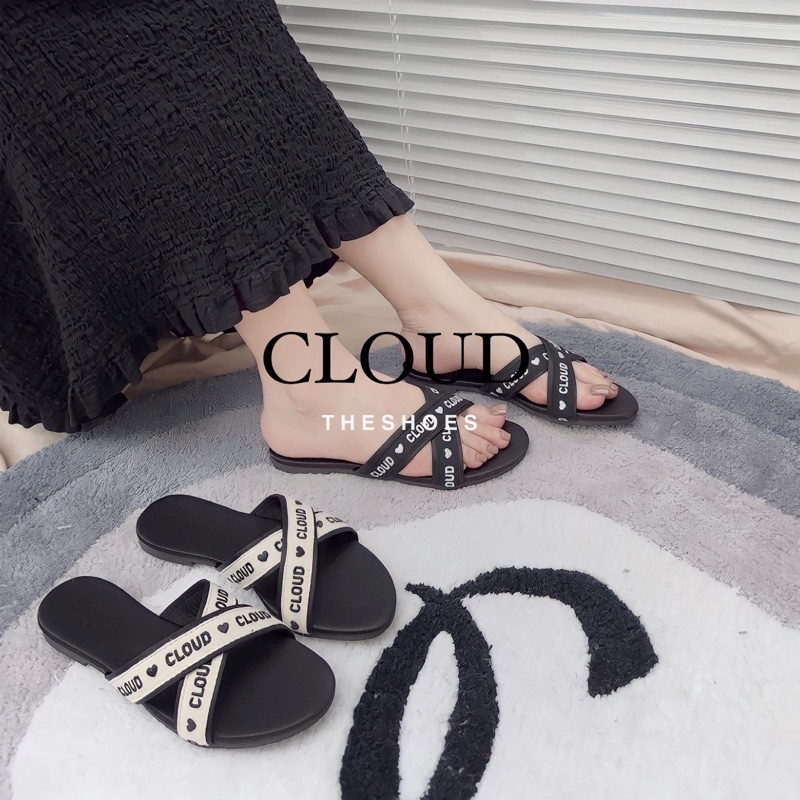 Dép bệt nữ mũi tròn quai ruy băng – Cloud The Shoes