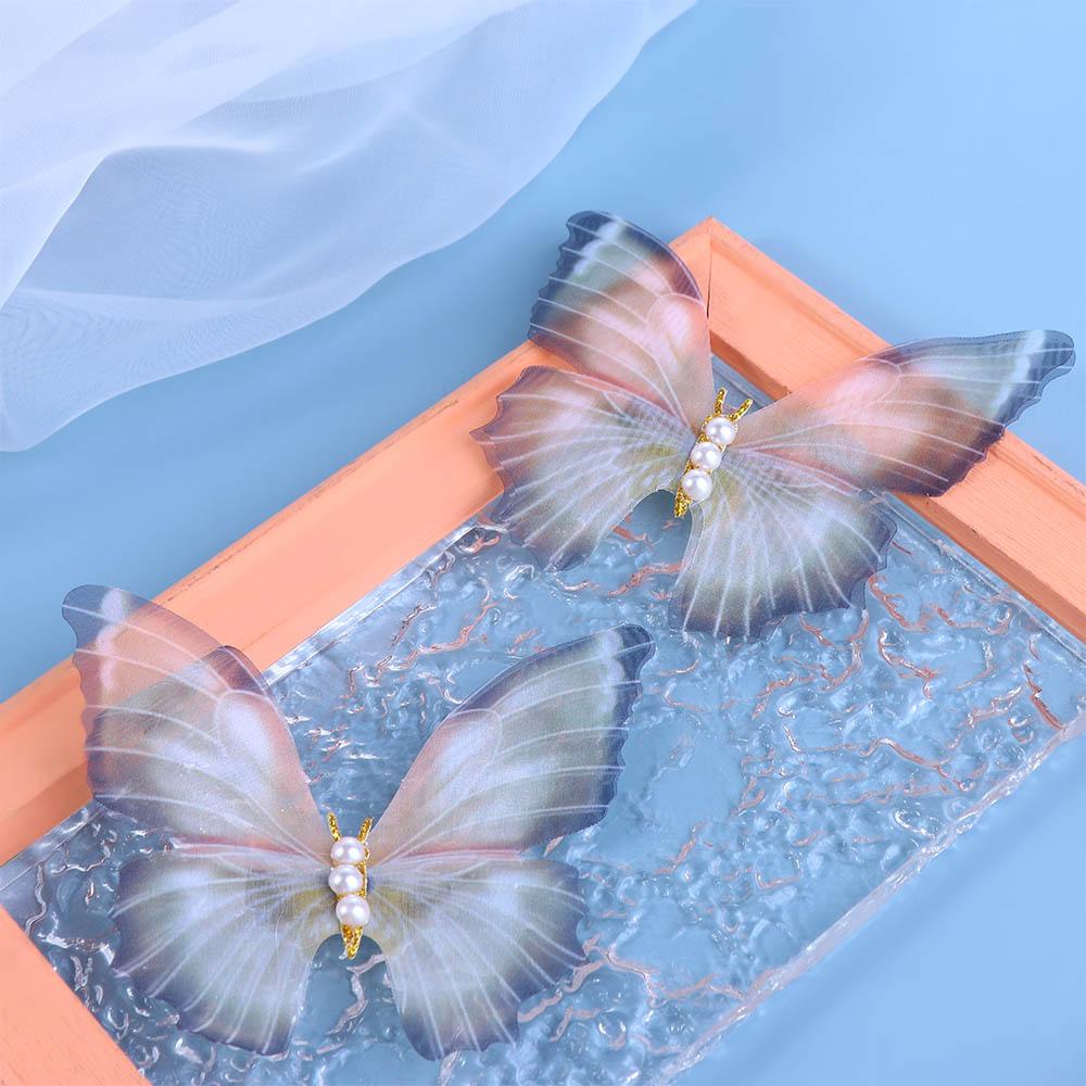 NICKOLAS Kẹp Tóc Hình Bướm Hai Lớp Phong Cách Hanfu Trung Hoa Ngọt Ngào Cho Bé Gái