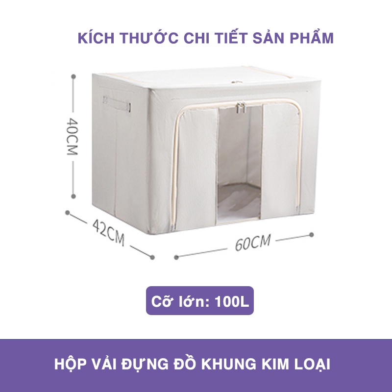 Hộp vải đựng quần áo cao cấp DOROTA khung thép đựng chăn màn đồ lót sách vở đồ chơi gấp gọn size lớn AF1