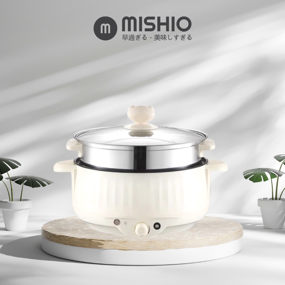 Nồi lẩu điện 3.7L Mishio MK275 kèm xửng hấp inox