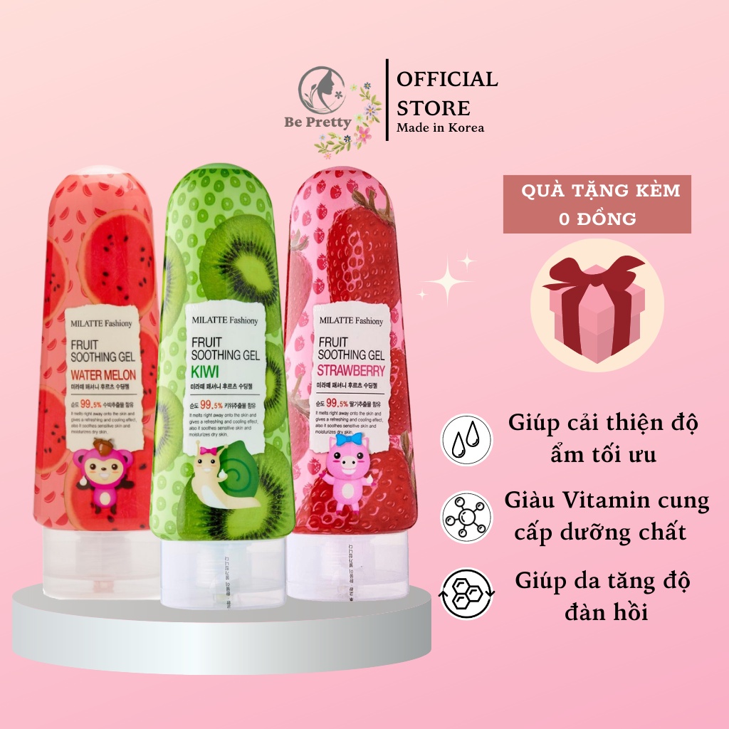 Gel dưỡng ẩm chiết xuất trái cây Milatte Fashiony Fruit Soothing Gel