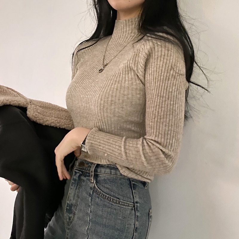Hàng Giảm Giá Thanh Lý Hàng Hóa Cân Bằng Đuôi Cửa Hàng Hóa Trọng Lượng Đặc Biệt Cho Bạn Gái Ngày Lễ Tại Chỗ | Áo Len Dài Tay Cổ Cao Họa Tiết Kẻ Sọc Đơn Giản Phong Cách Hàn Quốc Mới