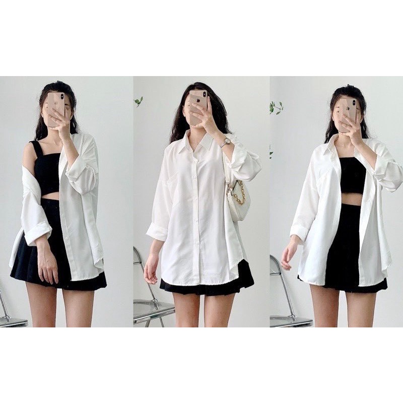 SƠ MI TRẮNG BASIC TÚI NGỰC