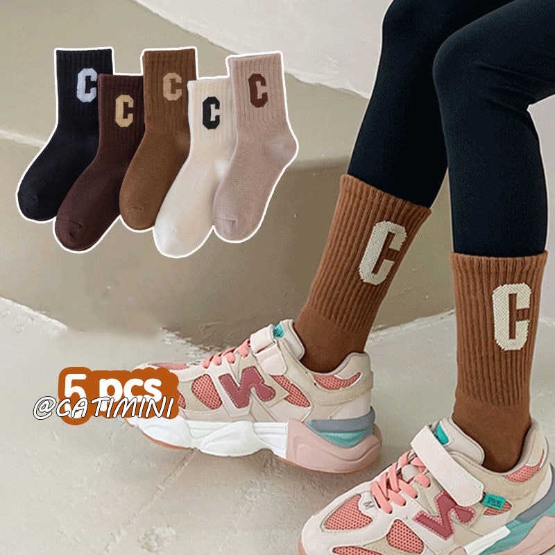 CATIMINI Tất Dài Trung Bình In Chữ Phong Cách Hàn Quốc Thời Trang Thu Đông Cho Bé