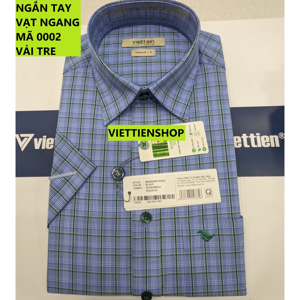 (0002 Sn) ÁO SƠ MI VIỆT TIẾN NGẮN TAY VẠT NGANG VẢI TRE