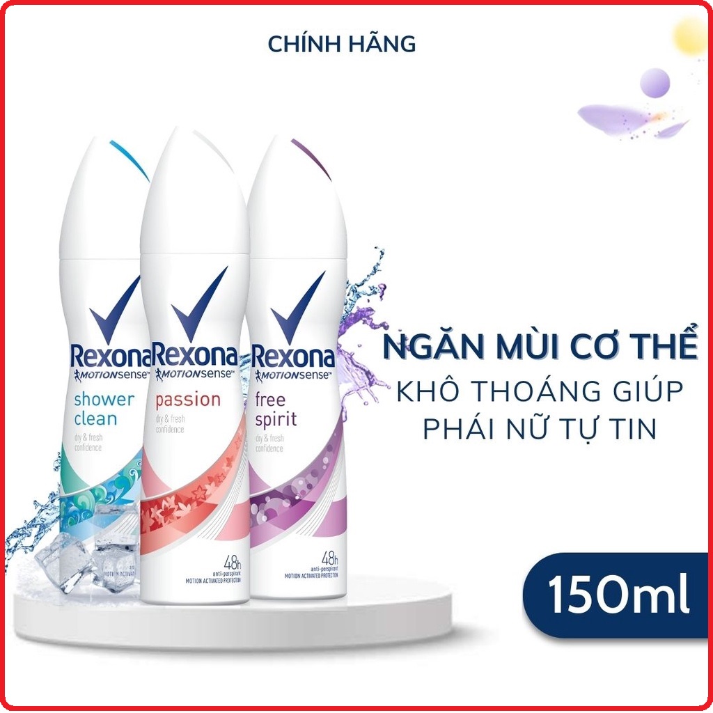 Xịt khử mùi Rexona khô thoáng tối ưu mát lạnh sảng khoái dành cho nữ 150ml