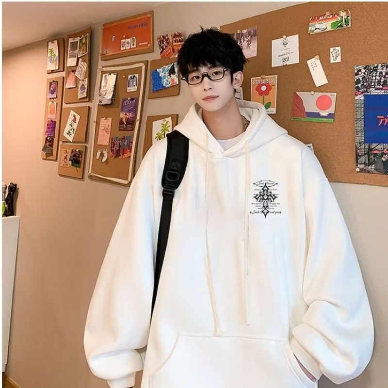 Áo Hoodie Tay Dài Dáng Rộng In Chữ Vui Nhộn Thời Trang Mùa Thu Cho Nam Sinh Size M-8XL