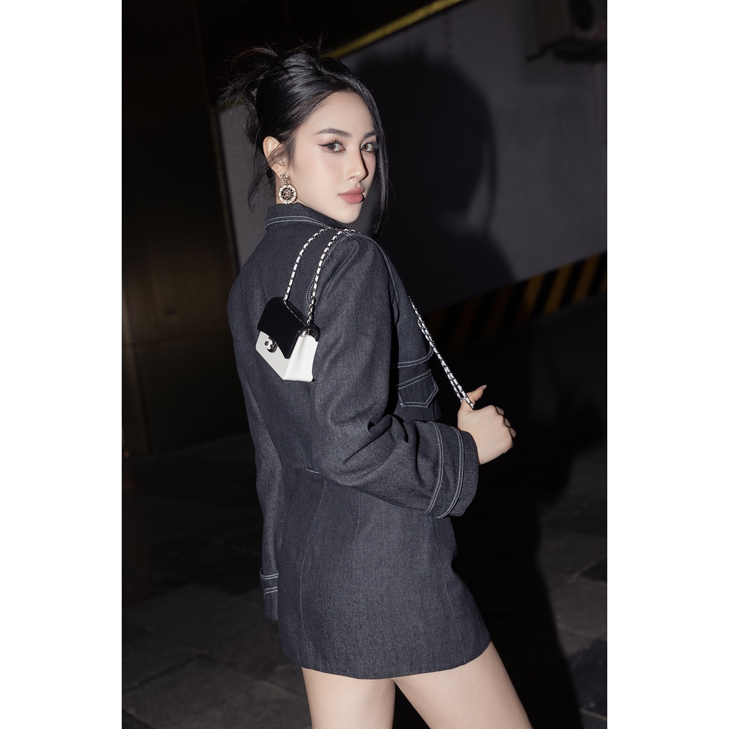 Set jean nữ PER MOMENT - Áo croptop bò cao cấp kèm chân váy