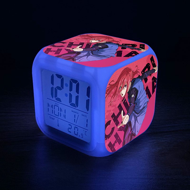 Đồng hồ báo thức để bàn in hình BLUE LOCK anime chibi đèn LED đổi màu