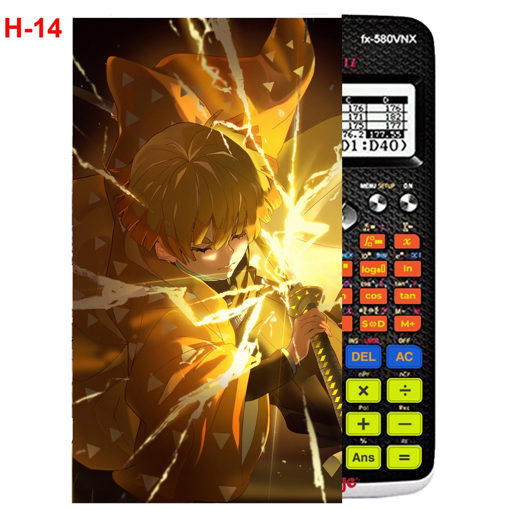 Miếng dán máy tính casio fx570, fx580.... Agatsuma Zenitsu anime Kimetsu no yaiba