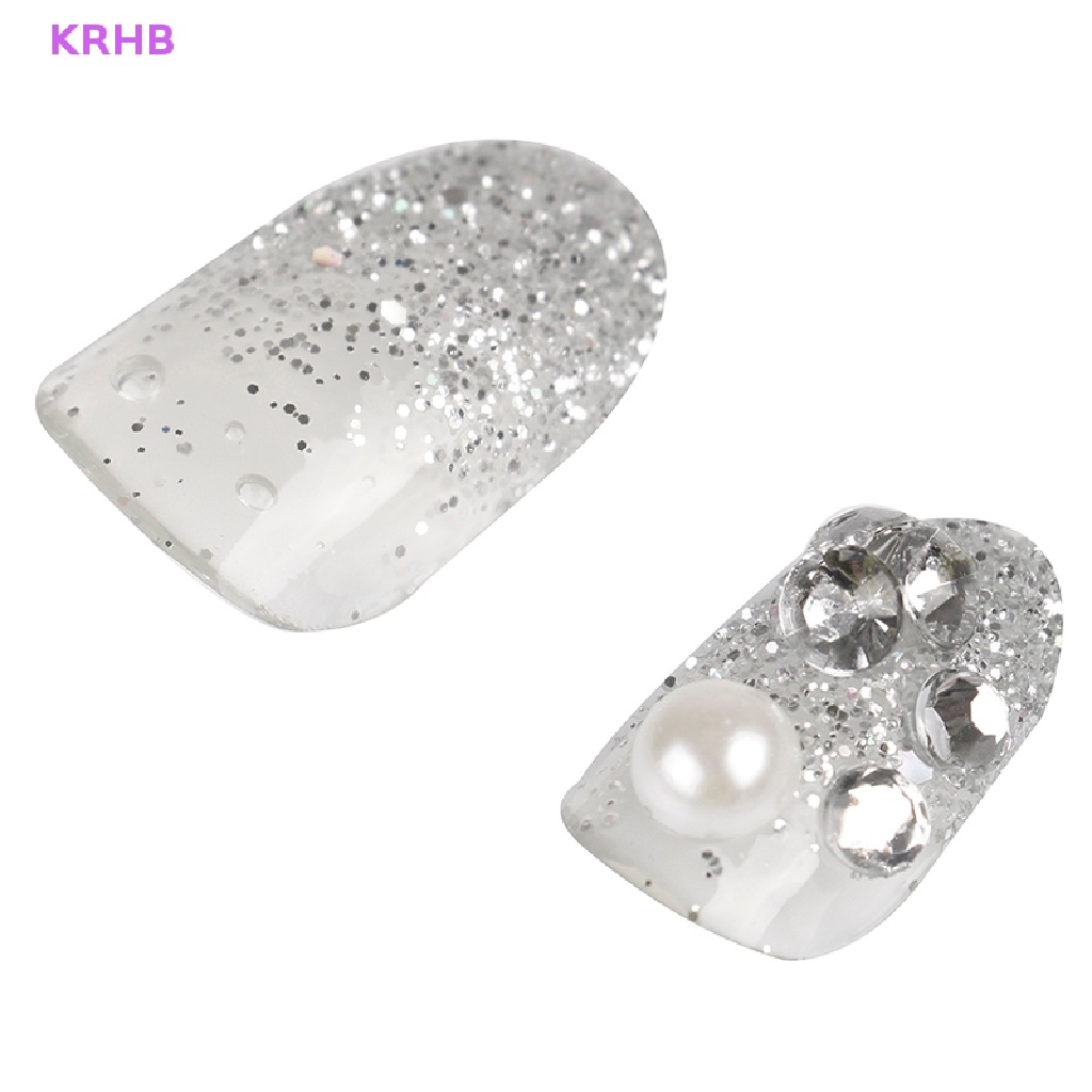 Set 24 Móng Tay Giả 3D Tự Trang Trí Cho Cô Dâu Ngày Cưới Mới